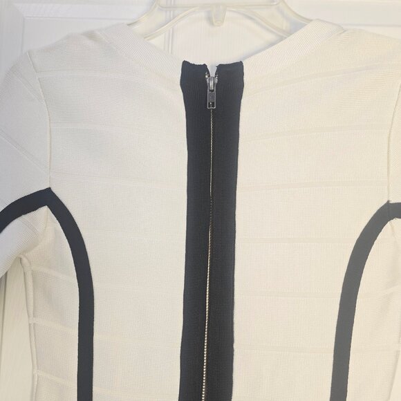 French Connection Bodycon Dress White Black Sz 6 - Picture 7 of 10